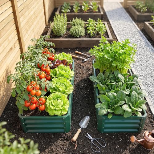 Outsunny 4' x 2' x 1' Galvanized Raised Garden Bed, Green - color: Green