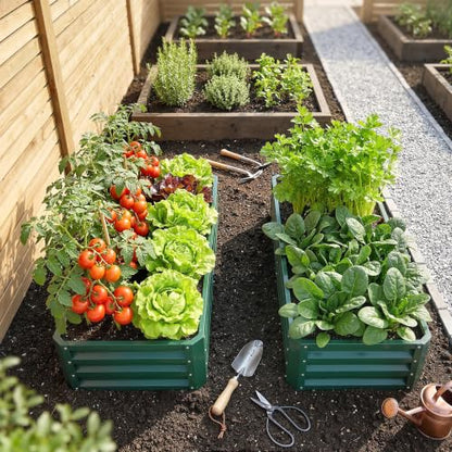 Outsunny 4' x 2' x 1' Galvanized Raised Garden Bed, Green - color: Green