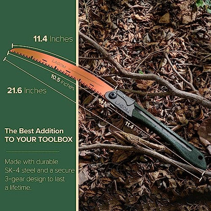 LAGOM Folding Pruning Saw | 11.4" Curved Blade | SK5 Steel | Secure Lock - style: Curved 11.4" Single