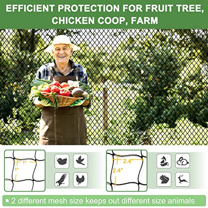 DQS Bird Netting 25' x 25' with 2.4" Mesh, Heavy Duty Nylon Garden Net - size: 2.4", 25' x25'