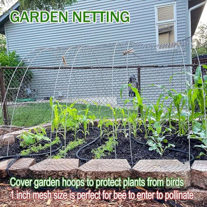 Anti-Bird Nets for Garden Chicken Coops - Garden Netting Over Garden Hoops - size: 1", 25' x 50'