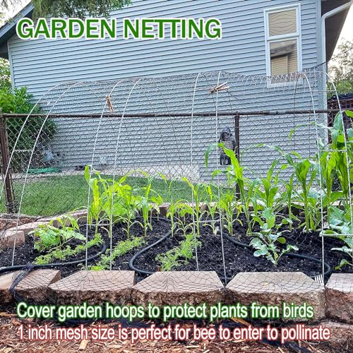 Bird Netting for Garden Protection - 1" Mesh Netting to Cover Chicken Coops - size: 1", 50' x 100'
