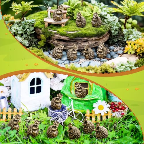 Civaner 50 Pcs Mini Brass Hedgehog, Mini Brass Figurines, Metal Animals - style: Hedgehog