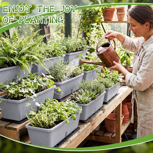 8 Pcs 24 Inch Plastic Window Boxes Planters, Light Gray - color: Light Gray