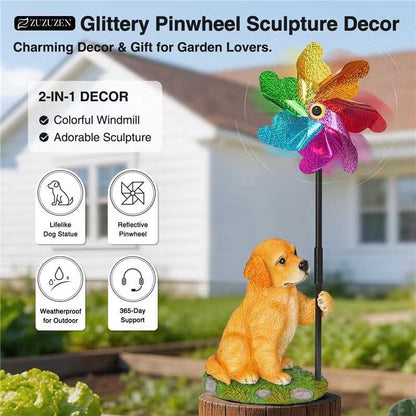 Dog Garden Spinners Wind Spinner Golden Retriever Outdoor Statue - size: Dog