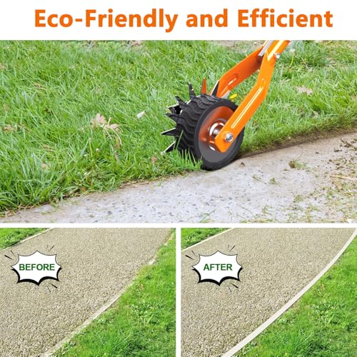 Edger Lawn Tool - 67 inch Wheel Rotary Lawn Edger with Adjustable Stainless Steel Handle, Grass Edge Trimmer for Sidewalks, Driveways & Landscaping (Orange) - color: Orange