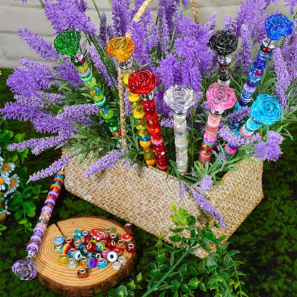 Tigeen 236 Pcs Garden Stake DIY Fairy Wand Plant Stake, Rose Flower - style: Rose Flower