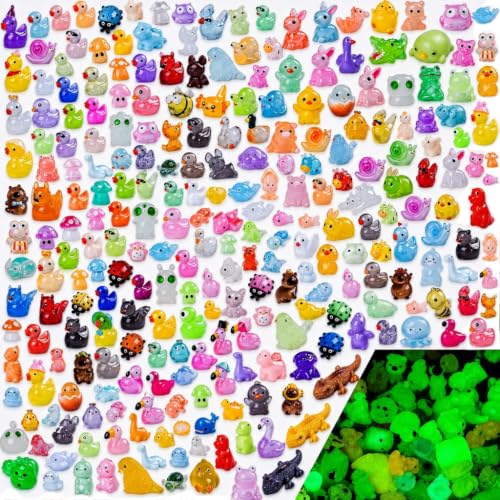 280pcs Mini Resin Animals Different 280 Styles Variety Tiny Animals Figure to Hide Luminous Glow in The Dark for Miniature Fairy Garden Decoration Small Plastic Miniature Crafts Decor Aquarium - color: 280 Mini Animal Figures