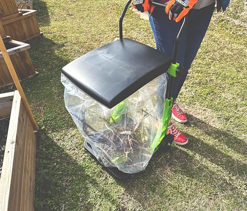 Bosmere All Purpose Garden Cart, Adjustable Collapsible Yard Waste Can, Portable Trash Bin - color: Basil