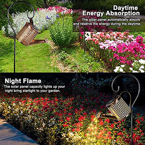 Neioaas Solar Watering Can Lights, Solar Lantern String Light with Bracket - color: Copper coin flower