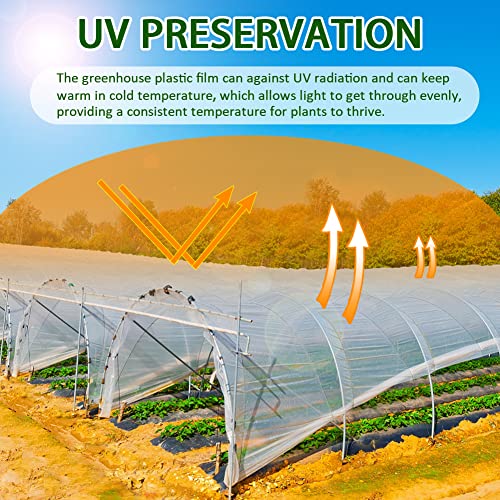 LSGCQ 6 mil Greenhouse Plastic Film Sheeting Cover, 16 x 26 Ft - size: 16 X 26 Ft