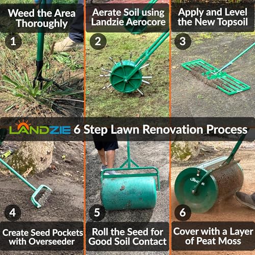 LANDZIE - Compost Spreader 60 Inch Tow Behind, Peat Moss Roller - size: 60 Inches