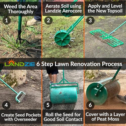 LANDZIE - Compost Spreader 60 Inch Tow Behind, Peat Moss Roller - size: 60 Inches