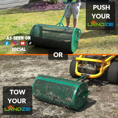 LANDZIE - Compost Spreader 36 Inch, Peat Moss & Top Soil Roller - size: 36 Inches