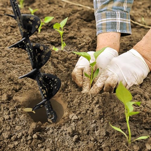 Auger Drill Bit for Planting 2.6 x 16.5 Inch, Garden Spiral Drill Bit for 3/8" Hex Drive, Earth Post Hole Digger Bulb Planter Plant Flower Planting Auger for Drill Rapid Bedding Digging - size: 2.6" x 16.5"-Black