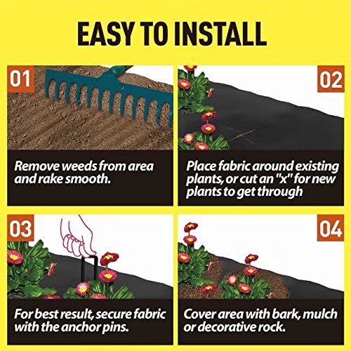 Petgrow Heavy Duty Weed Barrier Landscape Fabric for Outdoor Gardens - size: 4FTx250FT