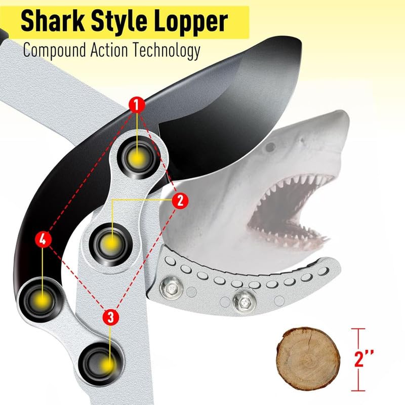 Heavy-Duty Extendable Lopper Set, 28-39" Telescopic Compound Action Branch Cutter with 2" Cutting Capacity & Hand Pruner