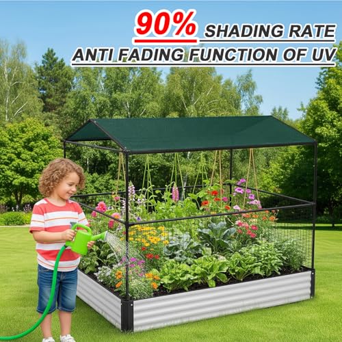 SUNNY GUARD Sun Shade Cloth, 6.5 x 16.5 FT Green HDPE Mesh - color: 90 SHADE-GREEN, size: 6.5 FT x 16.5 FT