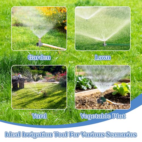 2 Pack Metal Lawn Sprinklers for Yard, 360° Coverage Rotating Sprinkler