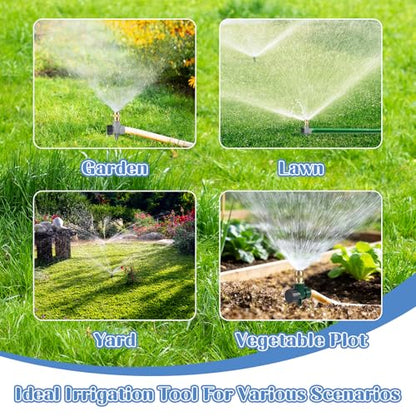 2 Pack Metal Lawn Sprinklers for Yard, 360° Coverage Rotating Sprinkler