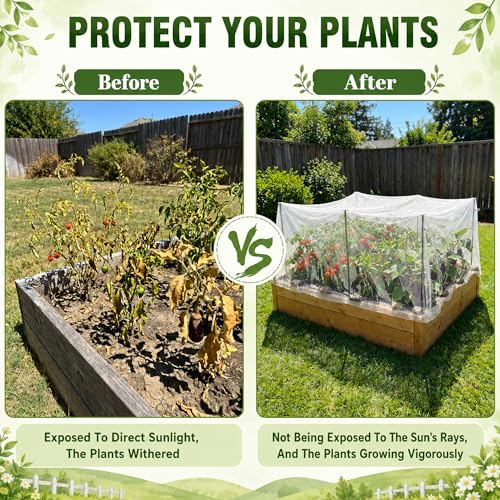 Metal Garden Shading Cloth Kit, Raised Bed Sunshade with Support Stakes