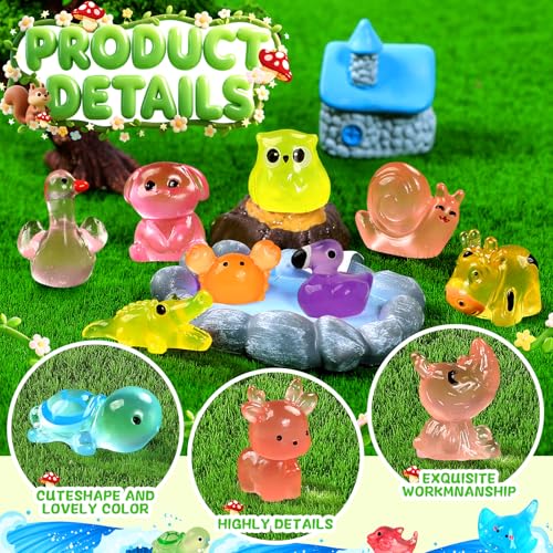 EKisemio 120 Pcs Mini Resin Animals, Glow in The Dark Mini Figures Bulk