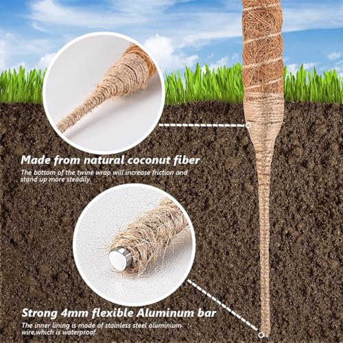 MAFONE 2 Pack 28” Bendable Moss Pole Monstera Plant Support - size: 28inch