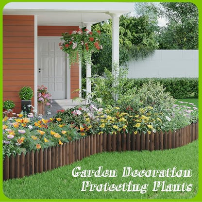 Wood Garden Edging Border Landscape Edging Wooden Garden Fence (1PACK 4FT) - size: Double-Ended