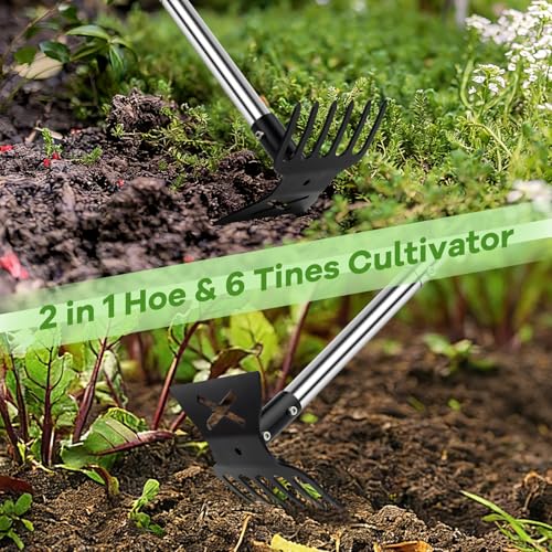Garden Hoe and Cultivator, 56" Long Handle Weed Puller Tool