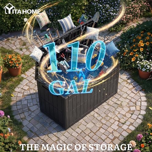 YITAHOME 110 Gallon Outdoor Deck Box - color: Dark Gray, size: 110 Gallon