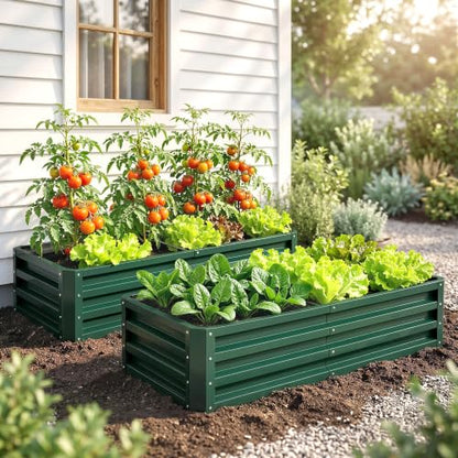 Outsunny 4' x 2' x 1' Galvanized Raised Garden Bed, Green - color: Green