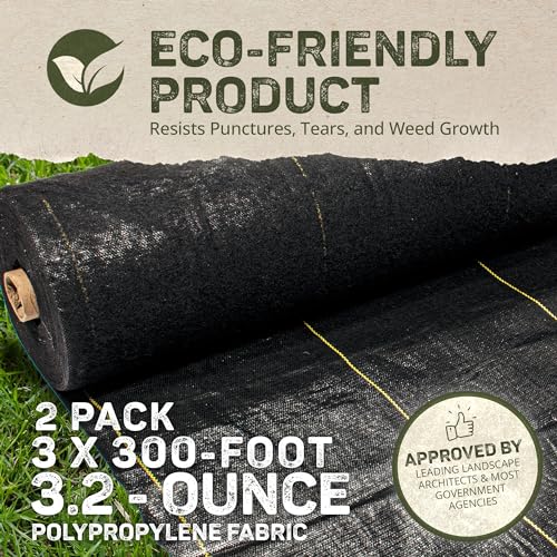 Dewitt Sunbelt Heavy-Duty Weed Barrier Fabric 3.2 oz, 3 x 300 Feet, 2-Pack - size: 2 Pack, style: 3' x 300'