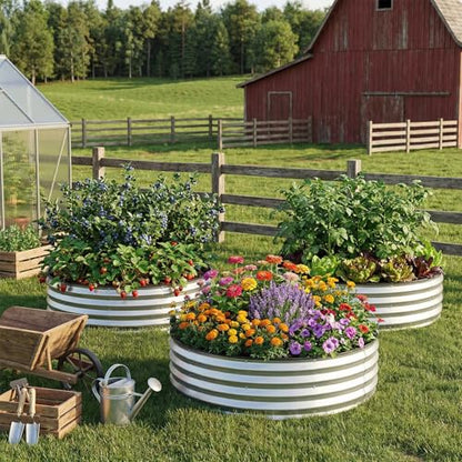 Round Raised Garden Bed, Garden Box 4x4x1ft, Silver, 2 pcs - color: Silver