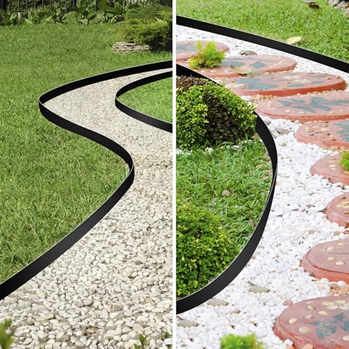 JERIA 2 Inch Tall 100 FT Garden Edging Kit with 120pcs Spikes, Plastic Edging for Landscaping - size: 2IN x 100FT