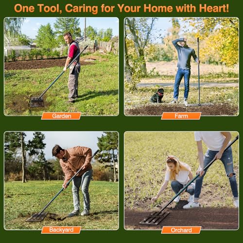 Lawn Leveling Rake, 30x10 Stainless Steel Leveler with 78" Handle - color: Light green