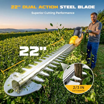 Ecarke Pole Hedge Trimmer Cordless Compatible with DeWalt 20V (Tool Only) - color: Yellow