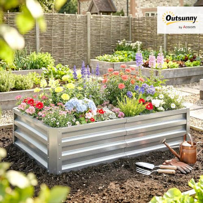 Outsunny 4' x 2' x 1' Galvanized Raised Garden Bed, Silver - color: Silver