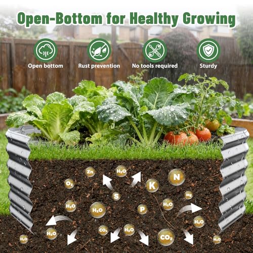 48" Diagonal,17" Tall Steel Hexagon Raised Garden Bed/ Planter Box Silver - color: Silver, size: 4FT X 1.5FT