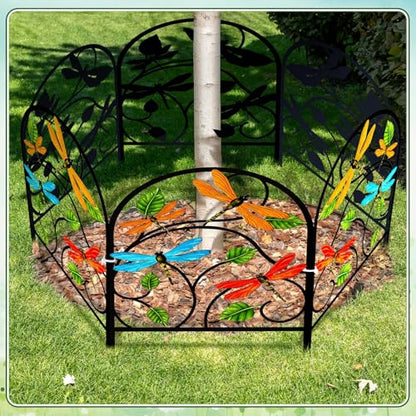 Yaocom 6 Pack Dragonfly Garden Fence 16.5" H x 11.8" W Metal Border - style: Dragonfly