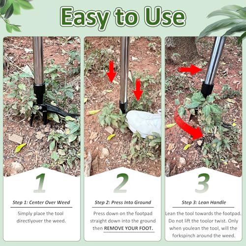 Stand Up Weed Puller Tool with 58″ Long Handle, Manual Weeder Tool