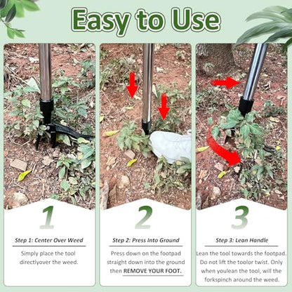 Stand Up Weed Puller Tool with 58″ Long Handle, Manual Weeder Tool