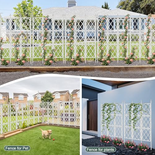 63 Inch Garden Trellis Support Fence Metal Lattice Climbing Frame White - color: White