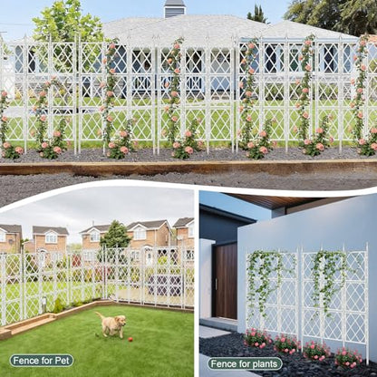63 Inch Garden Trellis Support Fence Metal Lattice Climbing Frame White - color: White