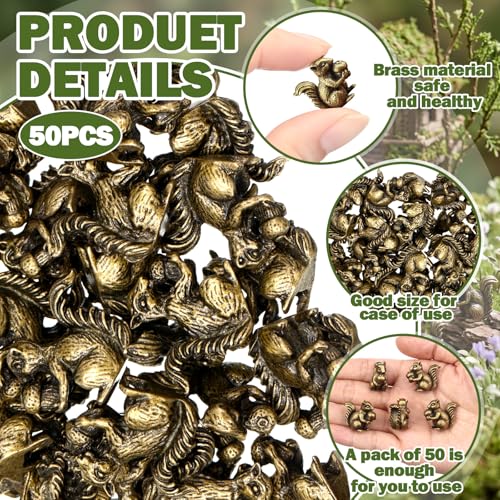 Weysat 50 Pcs Mini Bronze Squirrel Statue, Fall Squirrel Figurine Decor - style: Squirrels