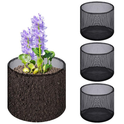 4 Pcs Aquatic Pond Planting Bags, Reusable Mesh Water Garden Pond Plant Pot - color: Black, size: Round