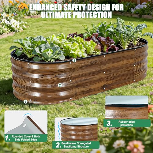 2Pcs Galvanized Raised Garden Bed Kit Outdoor 4x2x1ft, Grain - color: Grain