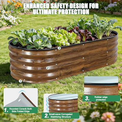 2Pcs Galvanized Raised Garden Bed Kit Outdoor 4x2x1ft, Grain - color: Grain