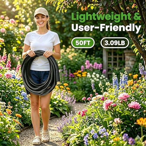 50FT Garden Hose, Non-Expanding Lightweight Leak-Proof Hose