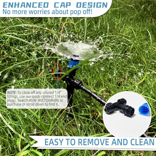 20PCS Push-to-Fit Drip Irrigation Emitters for 1/4 inch Irrigation Tubing, Two-Way Connection Adjustable Vortex Drip Emitters with Stake, Irrigation Dripper Sprinklers for Drip Irrigation System - size: 20PCS Two-Way Drip Irrigation Vortex Emitters