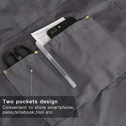 Crossback Apron with Pockets x2,Split Apron with Adjustable Straps,M-XXL - color: Grey